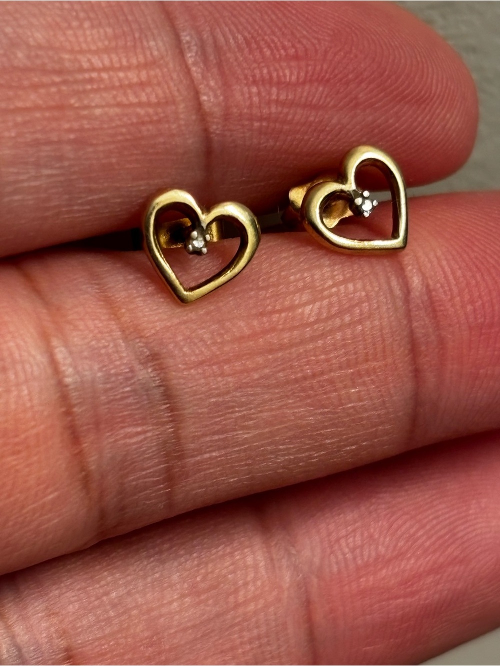 10k Gold Heart Earrings with Diamond Accent - Women's Jewelry